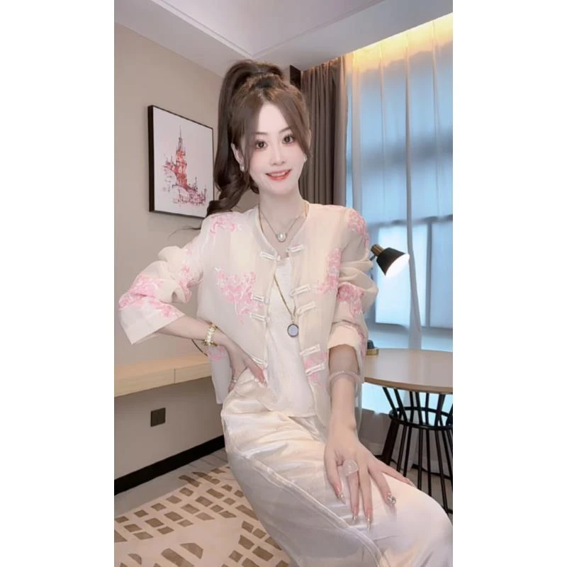 【昨日浪漫】夏季国风新中式气质网红时尚夏季重工绣花休闲防晒外套