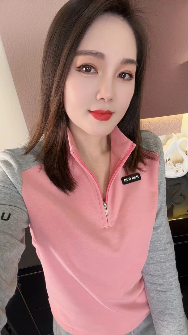 【柔柔定制】冬季新款棉气质时尚拼接上衣通勤5310