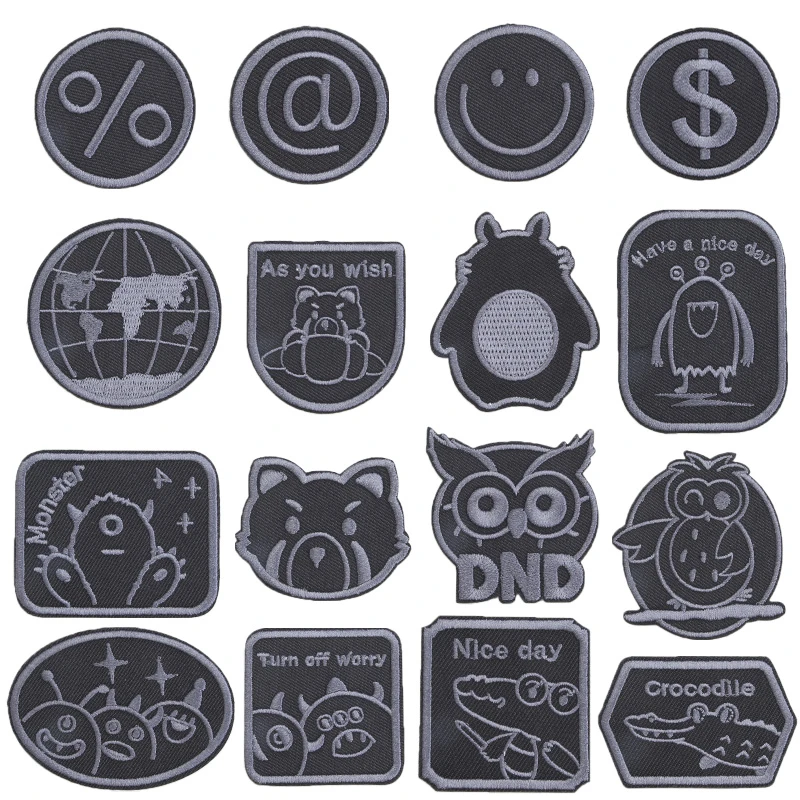 羽绒服布贴黑色补丁贴自粘免缝快速无痕修补贴冲锋衣刺绣装饰贴布