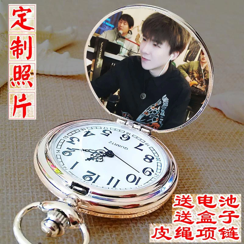 翻盖复古男女士怀表项链学生情侣老人石英表毛衣链定制可放照片