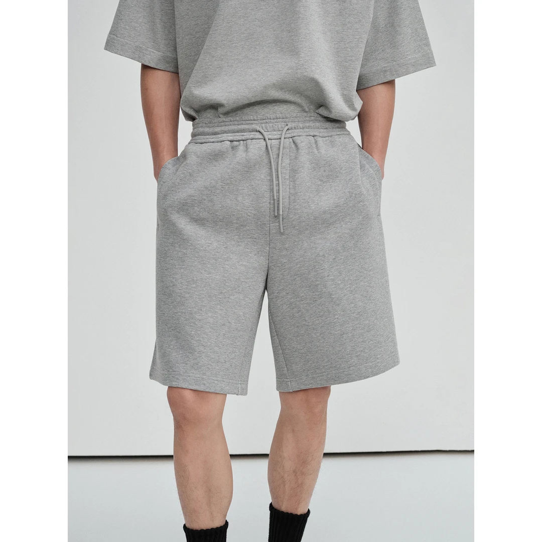 NANS STUDIO32支棉混纺重磅加厚空气层抽绳松紧腰头宽舒运动中裤