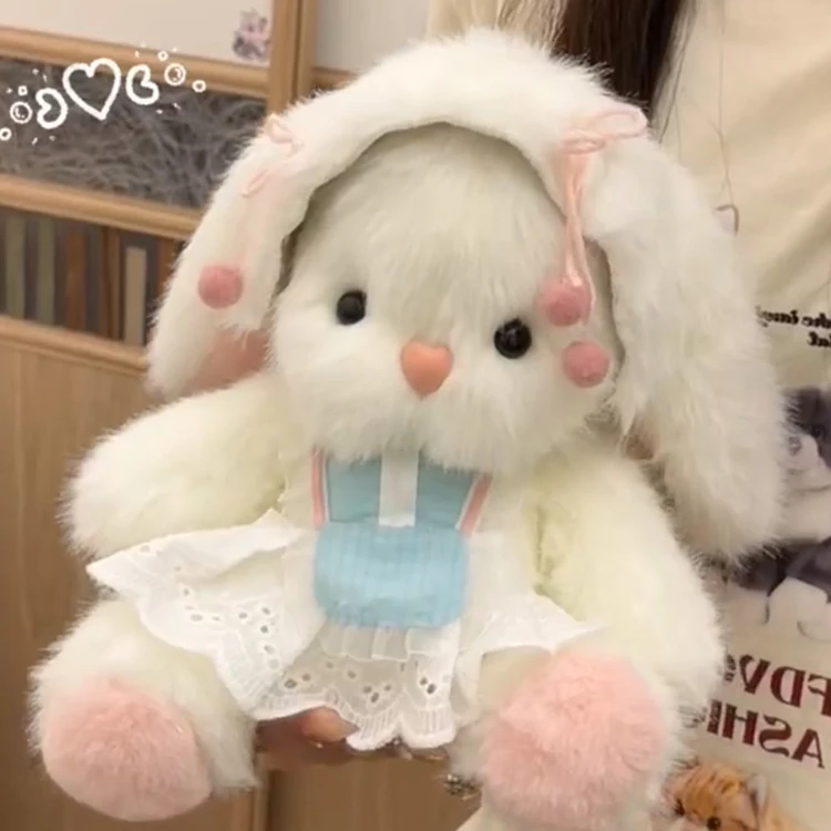 会动耳朵的小兔子手工diy玩偶布偶毛绒送女朋友抱偶手工自制礼物
