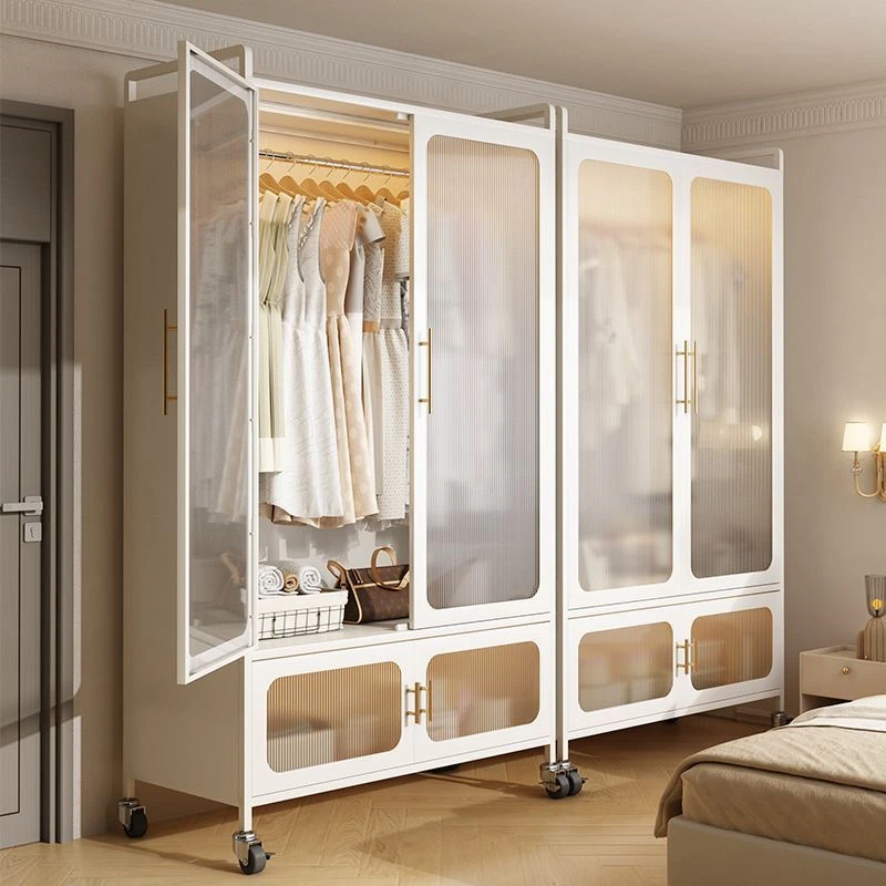 简易组装衣柜卧室家用出租房儿童宝宝储物柜金属小户型小房间衣橱