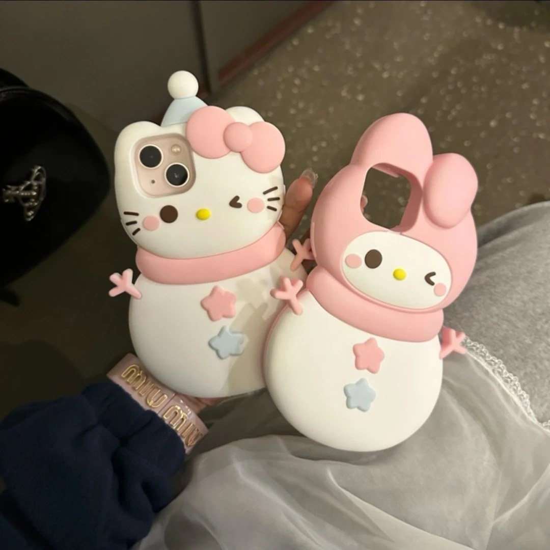 立体卡通可爱雪人美乐蒂KT猫硅胶手机壳卡通创意iphone保护壳