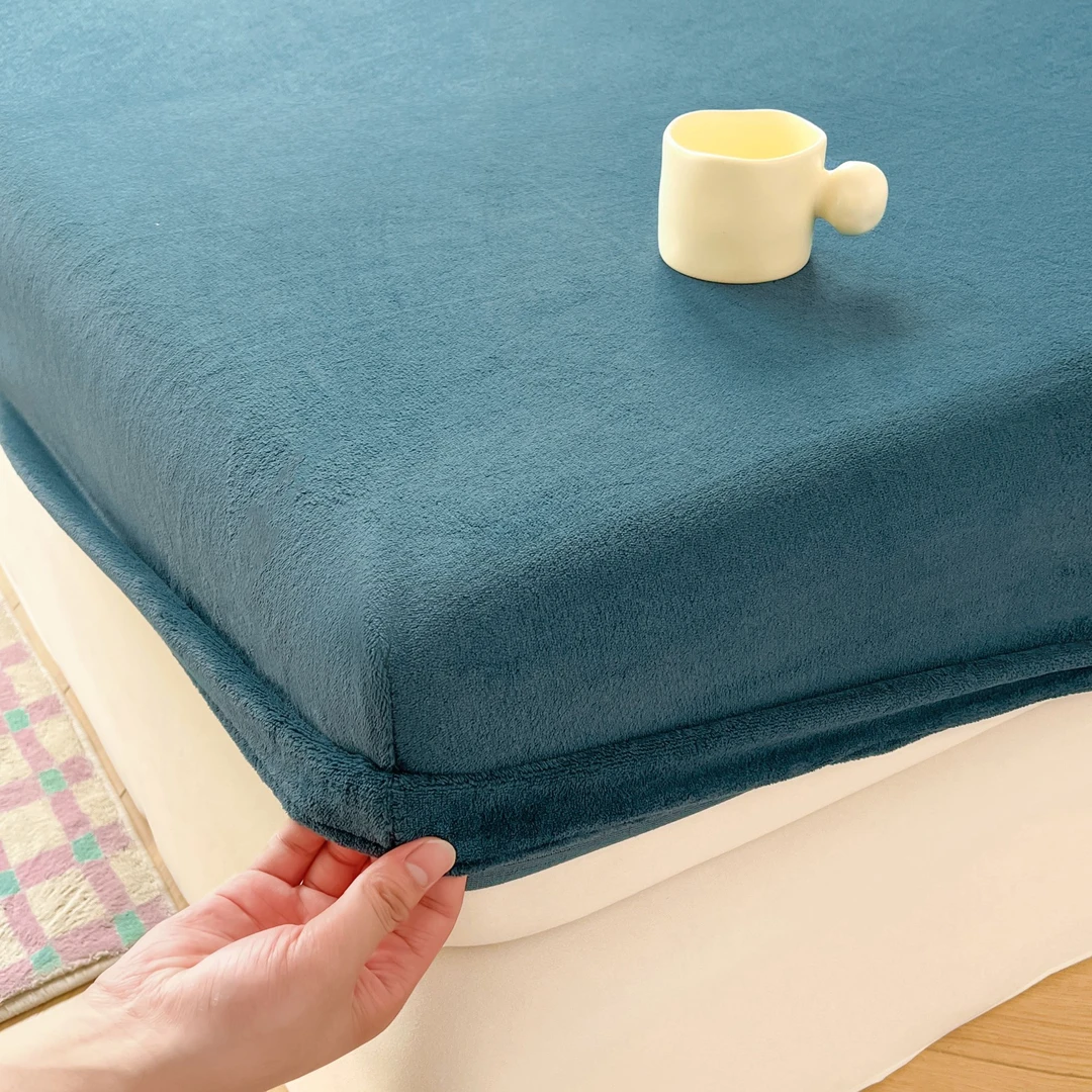 冬季加厚牛奶绒床笠单件加绒床单床罩全包围床套水晶绒床垫保护套