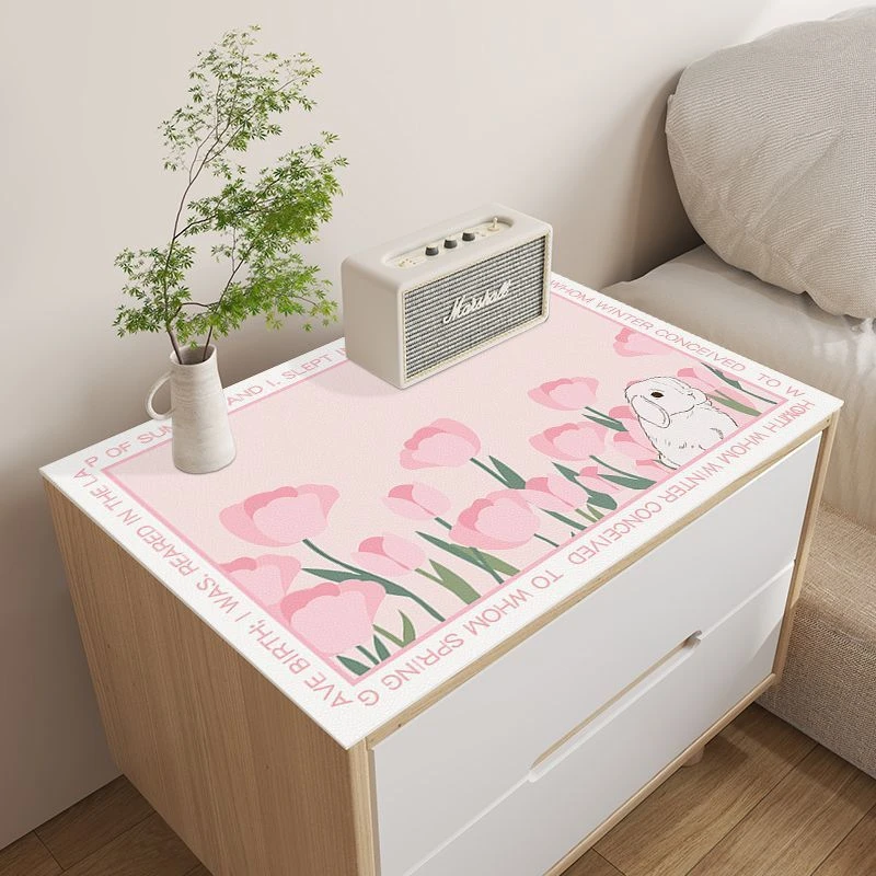 床头柜盖布桌布冰箱防尘罩顶盖布郁金香洗衣机保护垫吸水吸油桌布