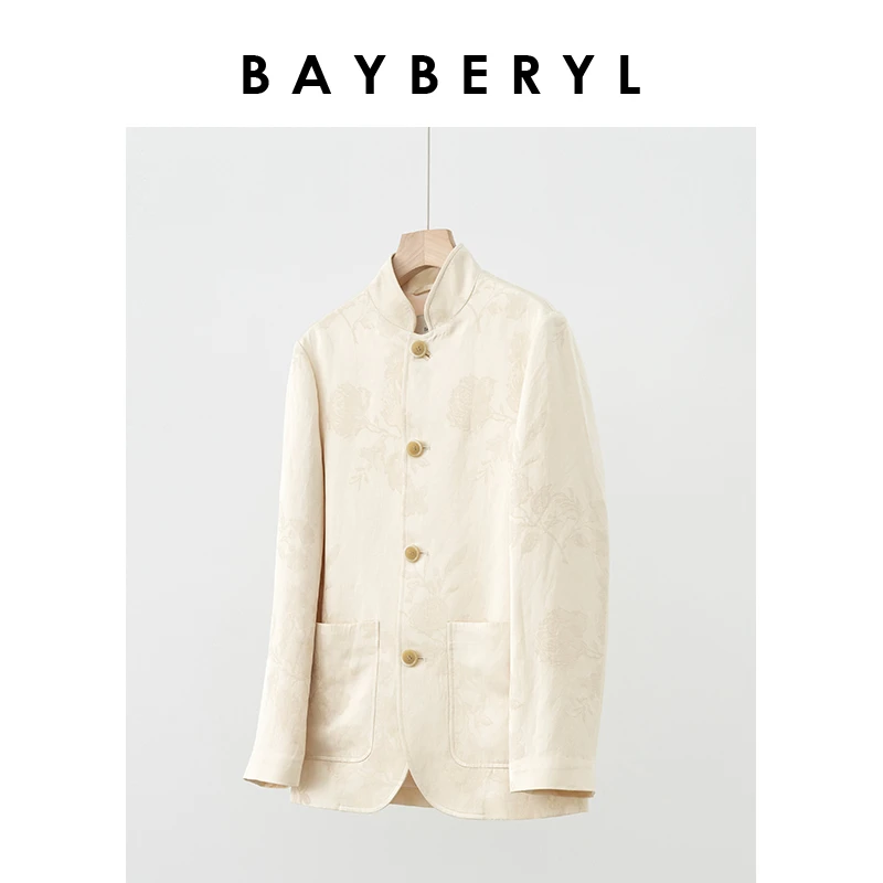 Z5-BAYBERYL老贝梨花白*新中式提花复古单排扣外套XZ4A3108-4/9