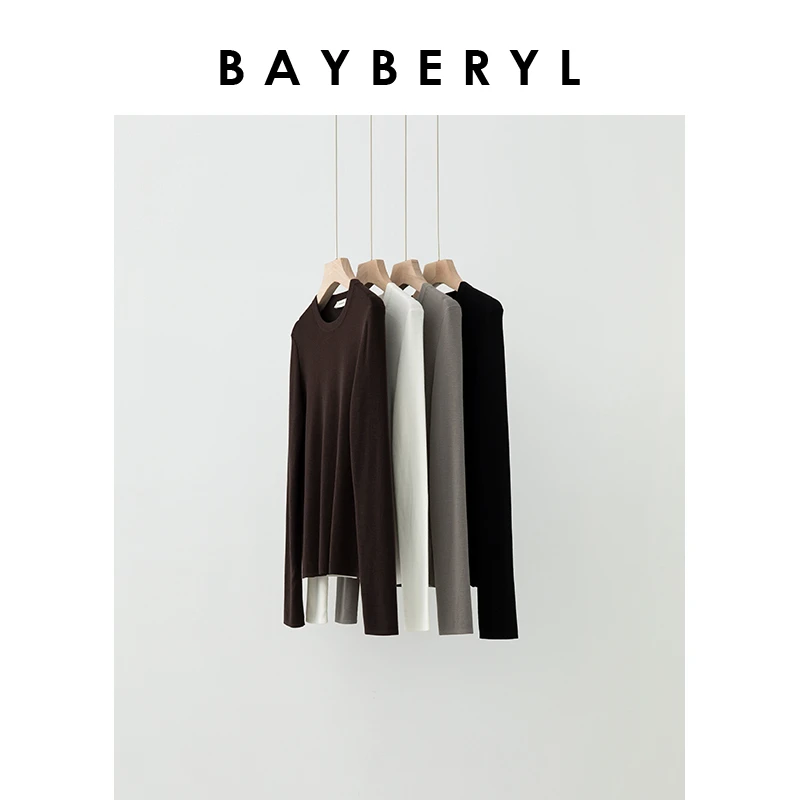 Z6-BAYBERYL老贝黄金羊毛*打底修身圆领百搭针织衫ZZS4J1802