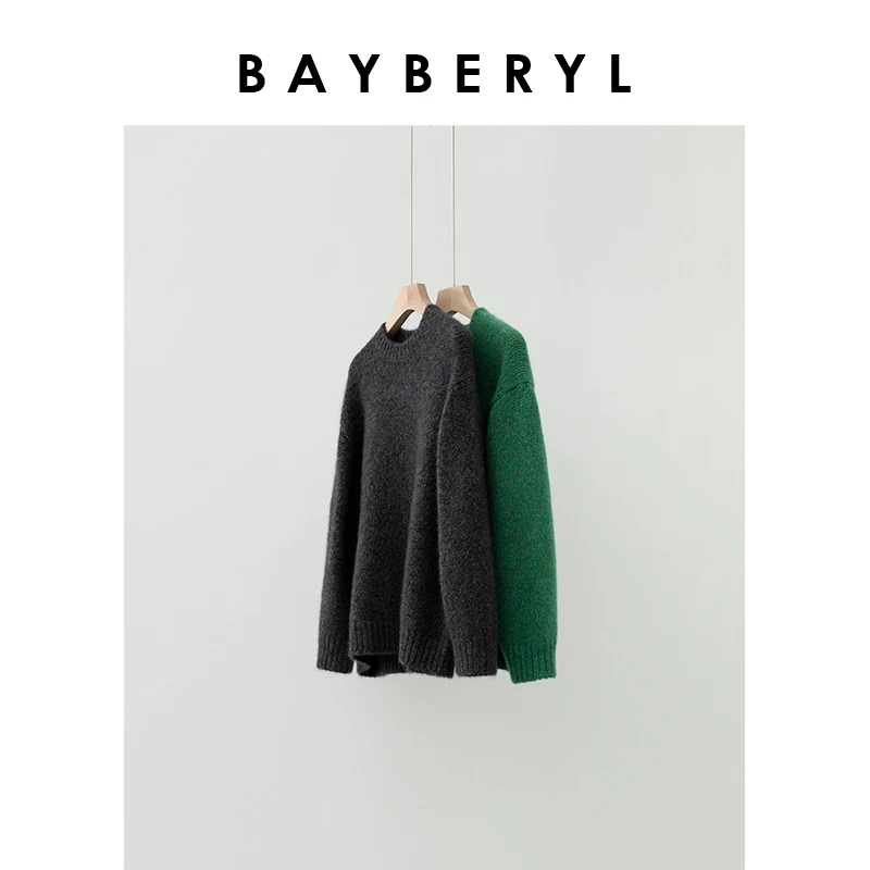Z6-BAYBERYL老贝绿松石*合股花纱圆领时髦冬针织衫ZZS4K0103