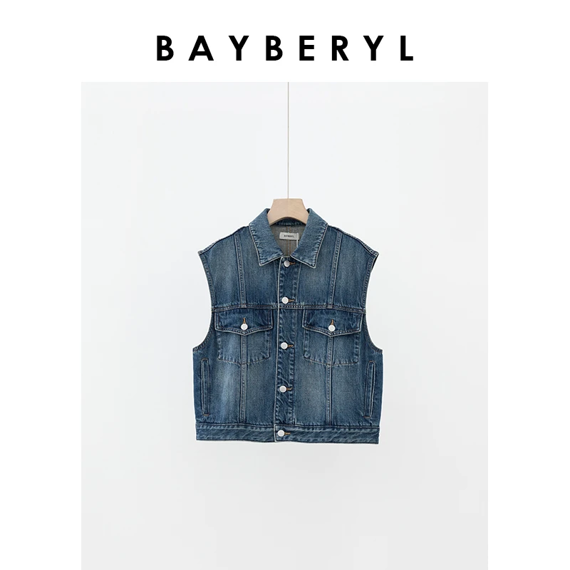 QC-老贝查理马甲*翻领无袖百搭复古秋牛仔马甲MJ4F0506-7/9