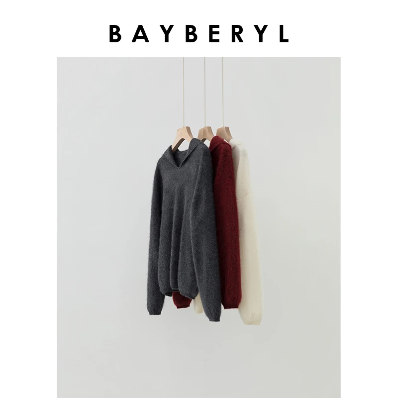 QC-BAYBERYL老贝灵魂拉戎*轻柔连帽舒适冬针织衫ZZS4K0517-12/1