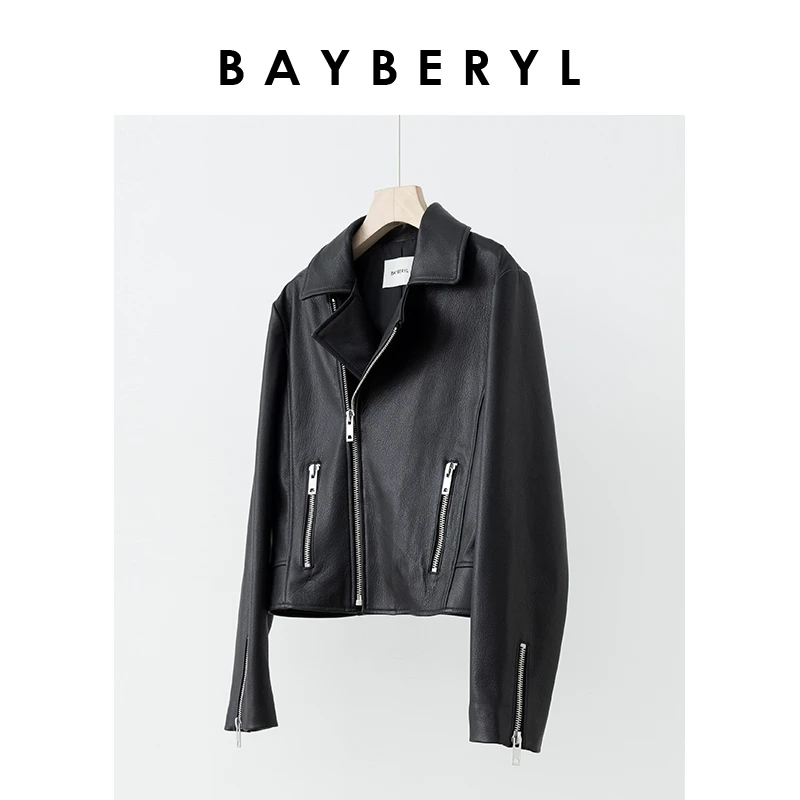 Z5-老贝经典机车拉链帅气挺括24春黑皮衣外套PY3L1510