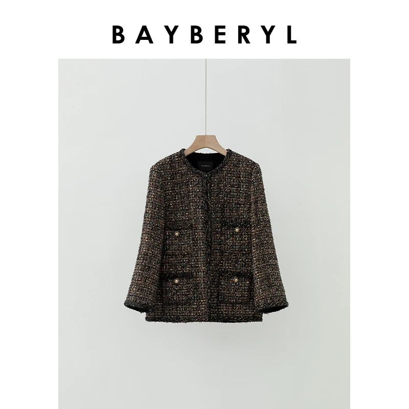 BAYBERYL老贝霞洛*彩色小香圆领香风粗花呢外套MF4I1902-11/3