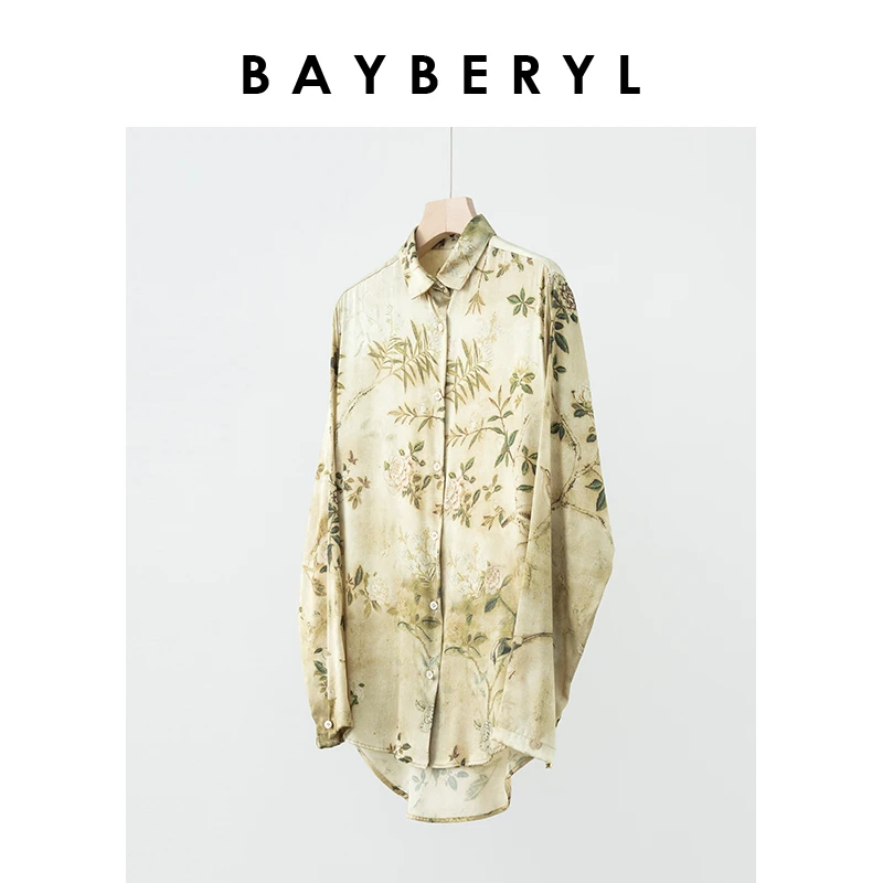 Z6-BAYBERYL老贝雀语*手绘花炒色翻领复古新中式春衬衫NCY4B2925