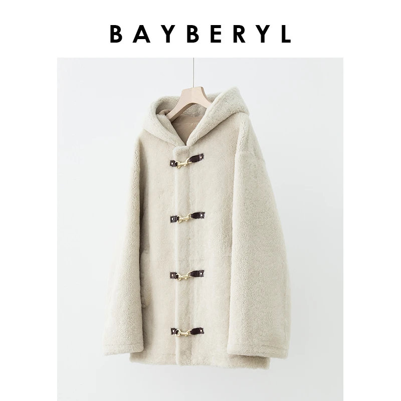 Z5-BAYBERY老贝达夫弹簧扣连帽中长毛皮衣一体外套PY3K0901