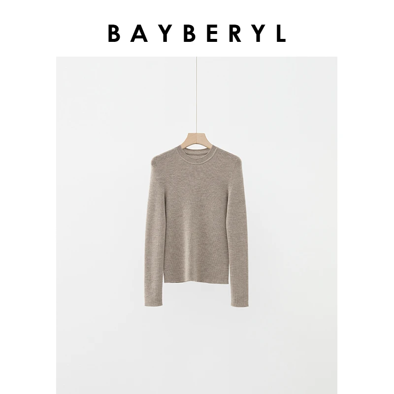 BAYBERYL老贝可机洗入秋圆领长袖修身百搭针织衫ZZS4D2207