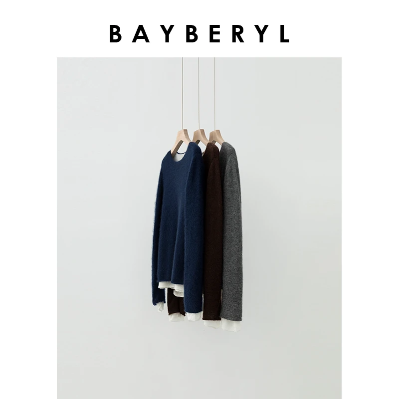 Z5-BAYBERYL老贝双拼真两件层次秋冬圆领长袖针织衫ZZS4J1002