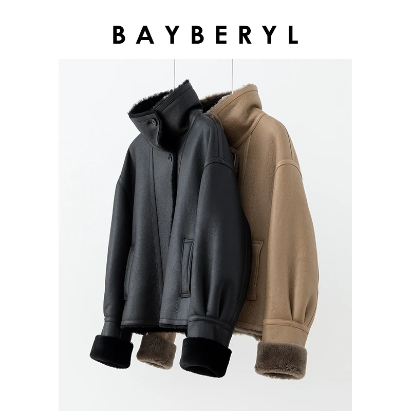 Z6-老贝热力感立领单排扣皮衣一体外套PY3J0403