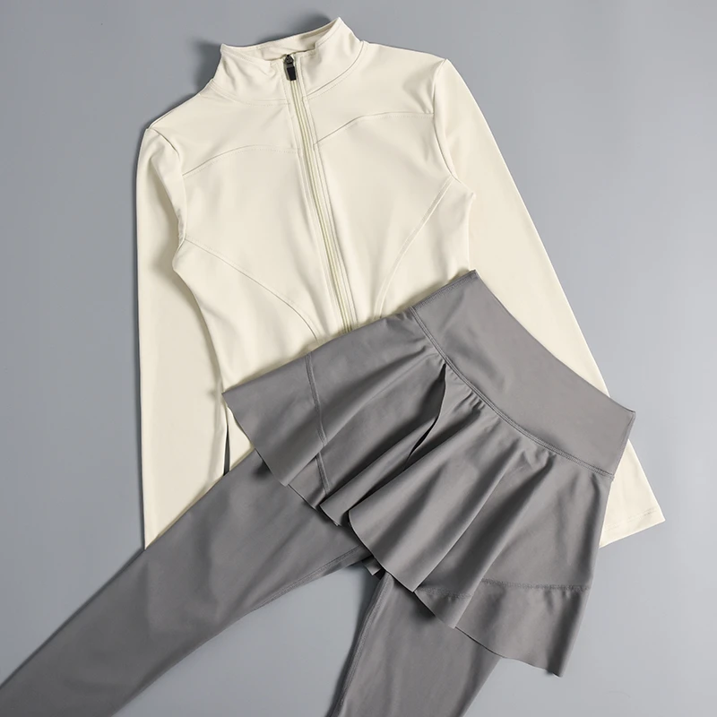 2024春款立领瑜伽外套拉链运动上衣女紧身长袖健身服套装显瘦百搭