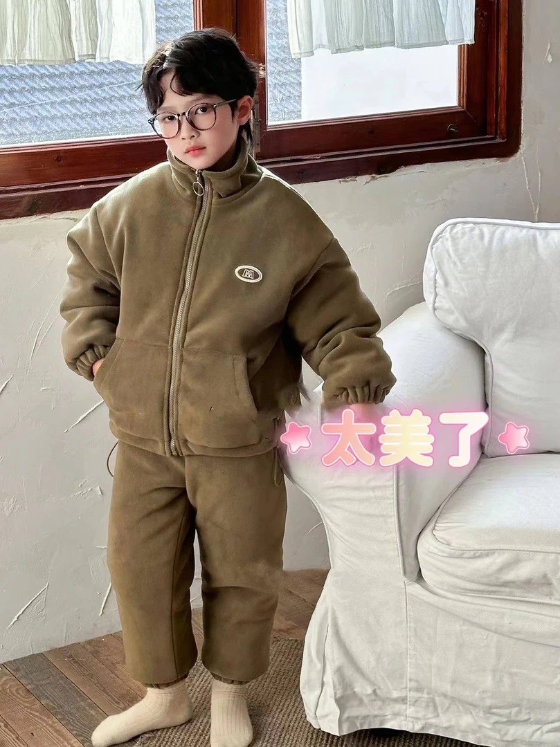 1仓  23853 中童可外穿拉链坐胸M三层加厚家居服套装