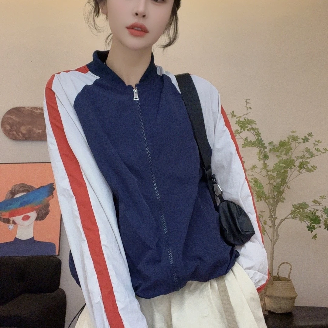 【冰冰二号店】3895 5新款棒球领拼外防晒外套休闲时尚（90-140斤）