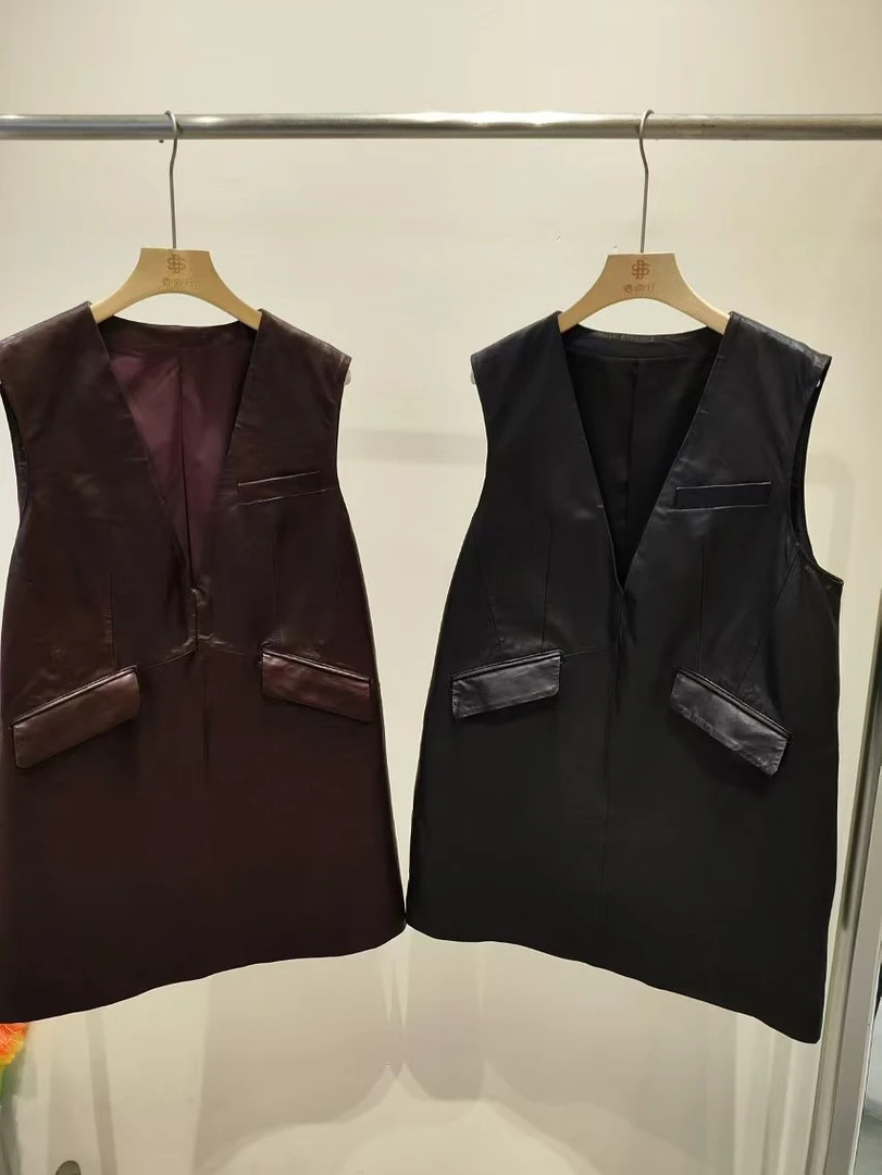 绵羊皮百搭时装皮长裙