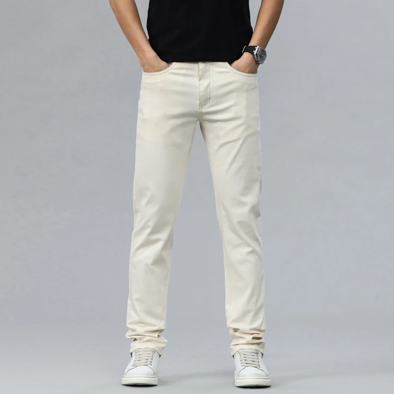 2024春秋款商务休闲裤直筒宽松百搭潮流男士简约白色防水防油防污