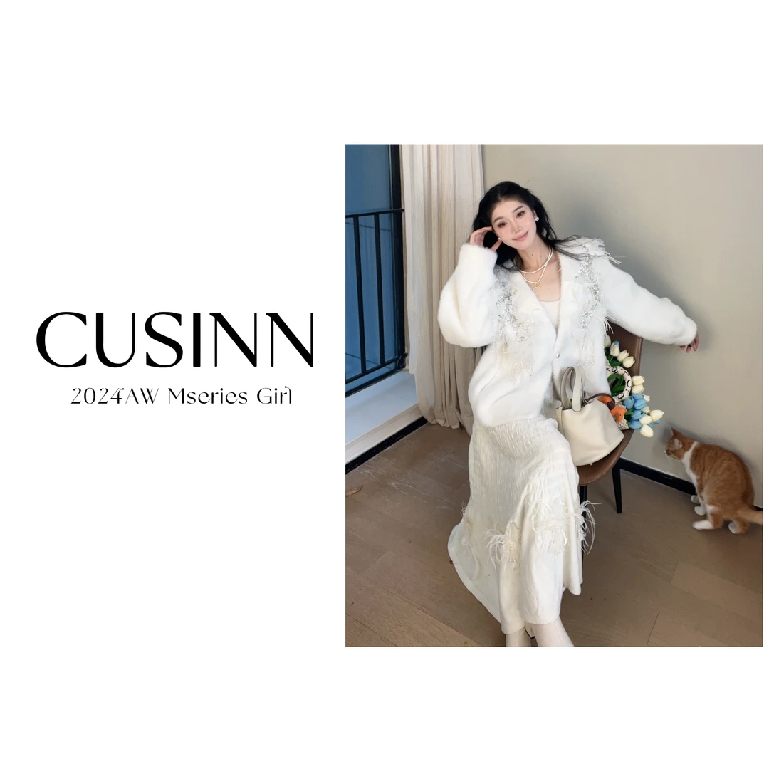 CUSINN【M系白富美】秋冬新款设计师软糯过年衣服保暖外套针织上衣