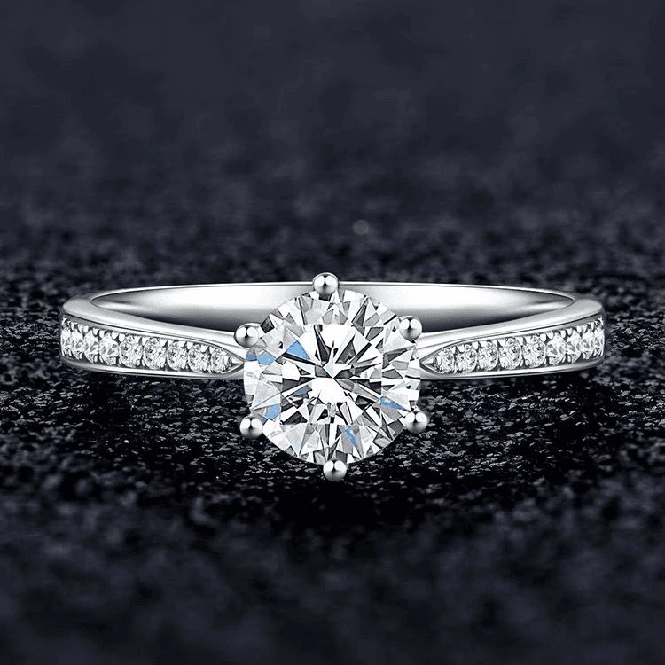 925银莫桑石银制品 【周家小蛮腰】0.5-5克拉D色奢华经典订婚女婚戒