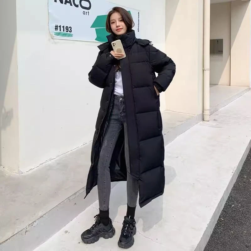 波司澄中戏北电艺考羽绒服男女新款白鸭绒大码超长款外套情侣过膝