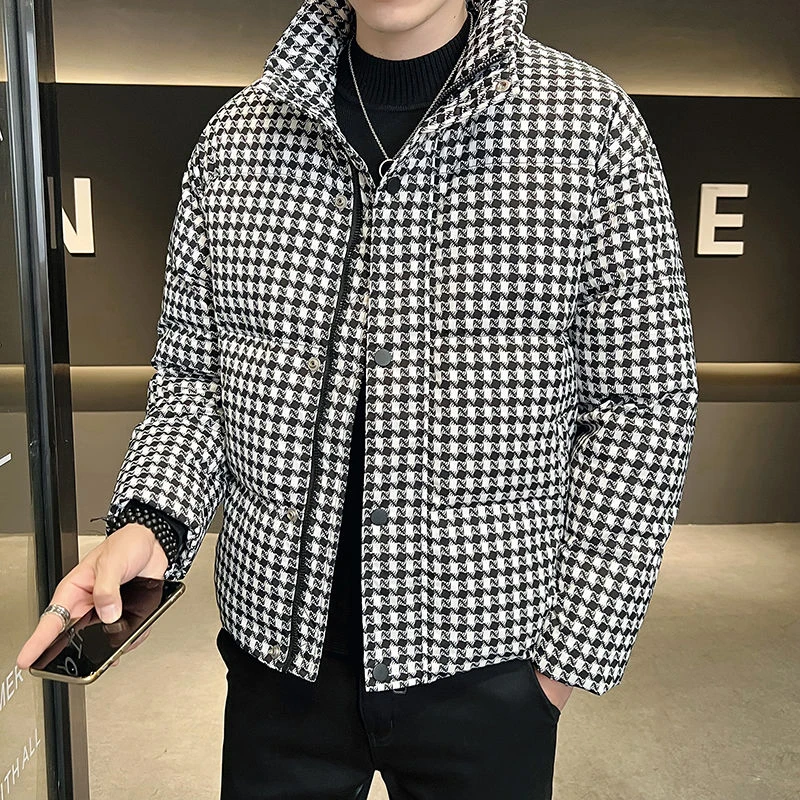 波司澄千鸟格羽绒服男冬季新款潮牌加厚保暖潮流休闲痞帅气外套上