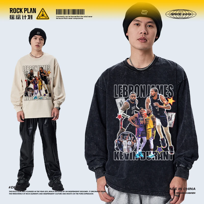 摇滚计划詹姆斯杜兰特美式水洗宽松复古纯棉做旧运动男女同款短袖