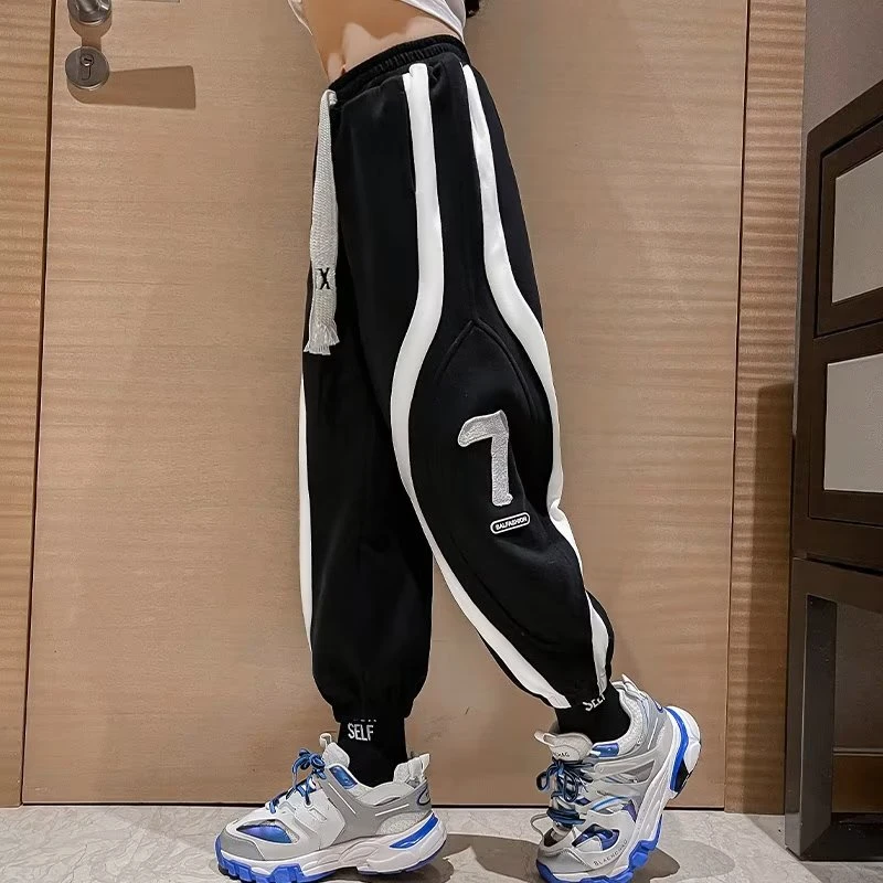 潮童裤子2025春秋季新款中大童宽松运动裤女童显瘦显高百搭休闲裤