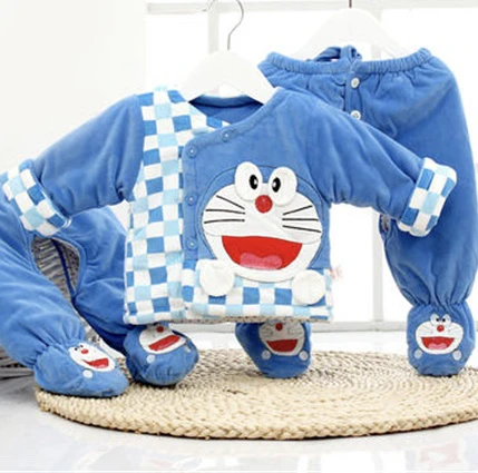 新生儿冬季加厚棉袄套装婴儿棉衣0-8个月男女宝宝保暖棉服三件套