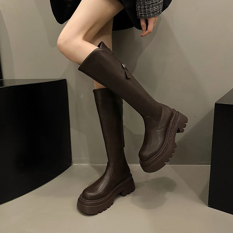 厚底增高长筒靴女2025新款秋冬季显瘦不过膝骑士靴不过膝高筒靴子