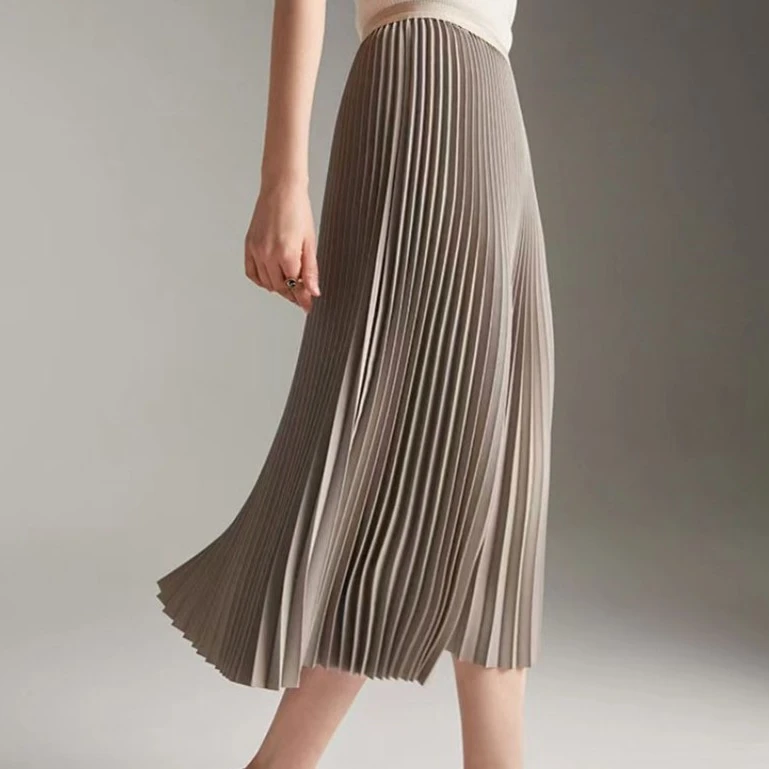 二姐推荐-2024新款褶皱高腰显瘦风琴裙弹力松紧腰秋冬新品-1866