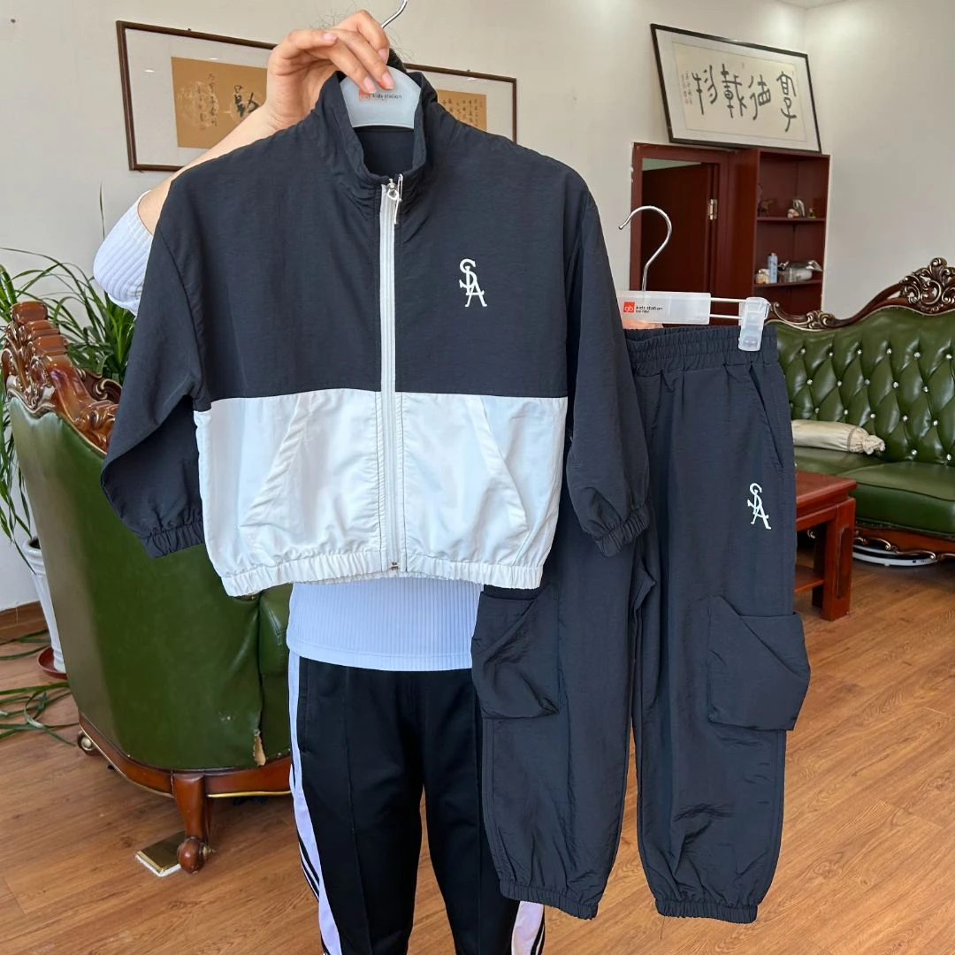 SULAR LUNAR韩国运动潮牌夏季男女儿童套装防晒衣皮肤衣透气梭织Y