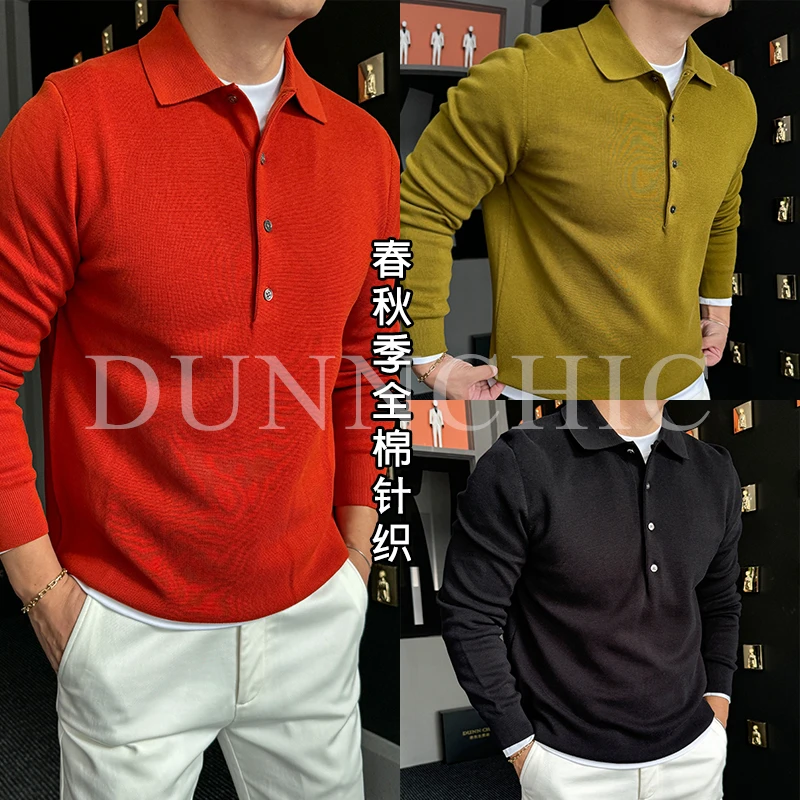 100支三股长绒棉春秋微阔型重磅美拉德色系针织POLO衫3011【杜恩】
