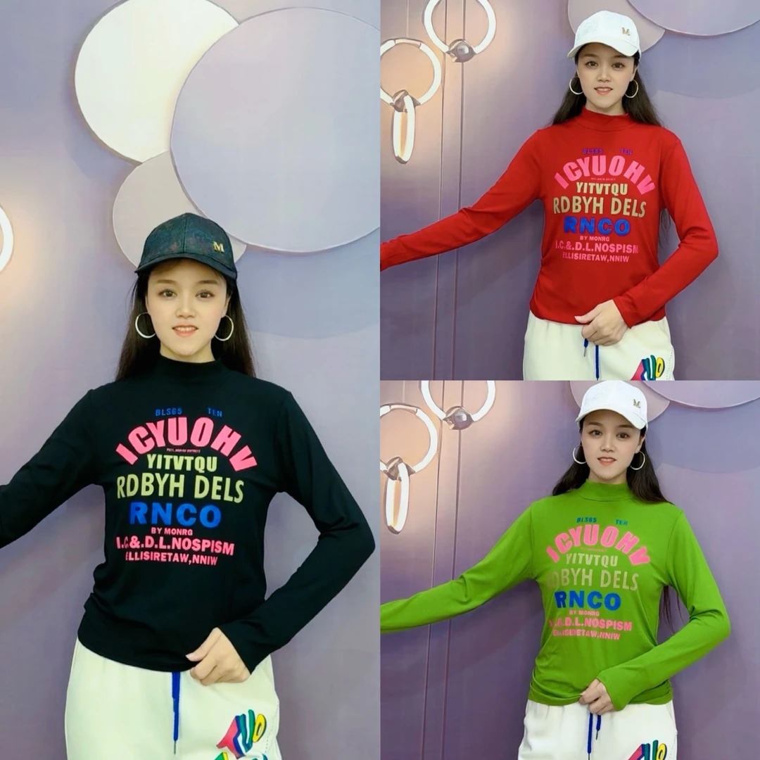 秋季新款中领长袖T.H9175显瘦宽松印花休闲百搭秋冬款时尚打底