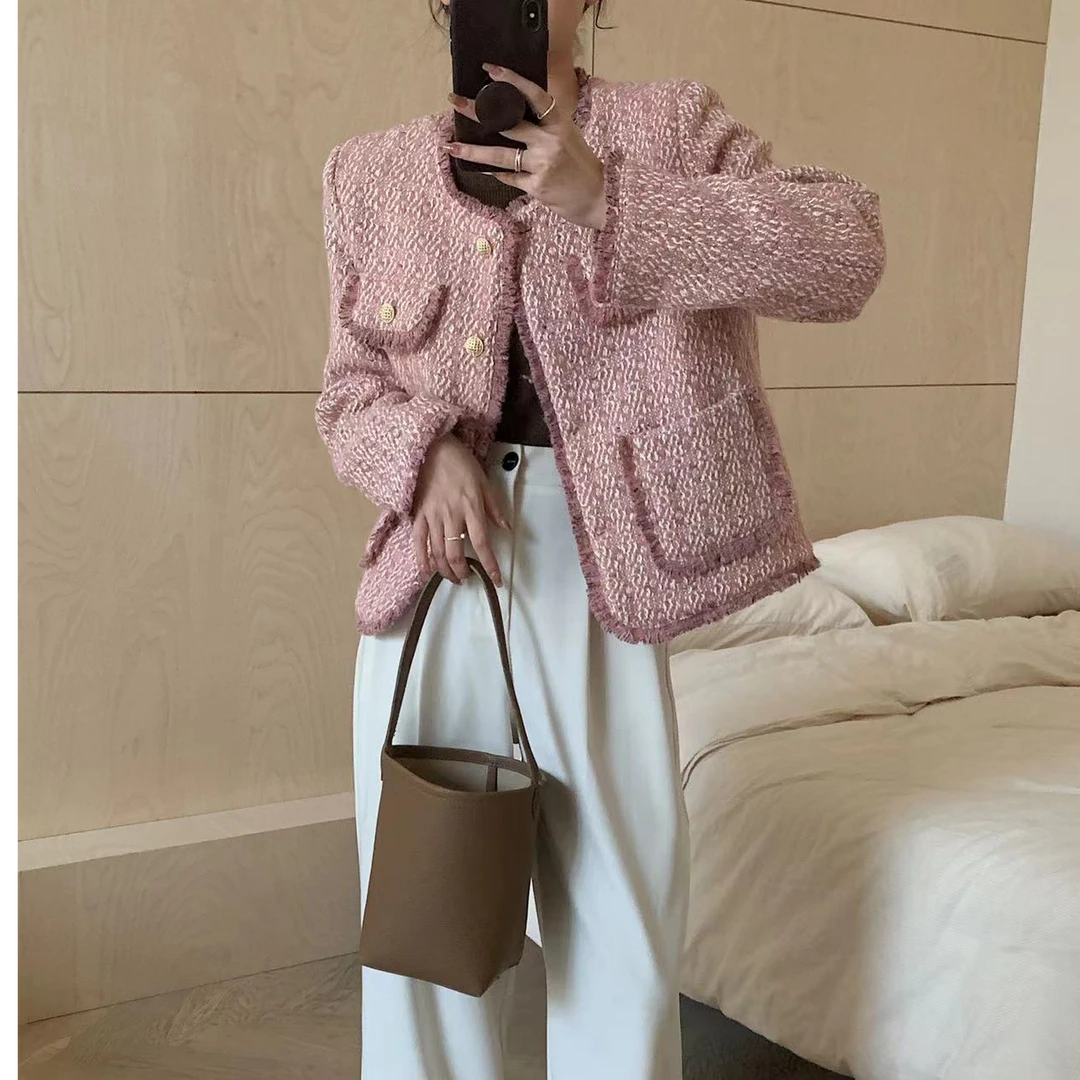 【南瓜专属】韩版法式轻奢亮丝小香风外套30130