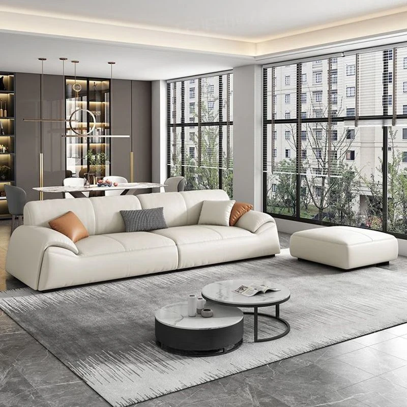 真皮沙发简约客丘小户型组合轻奢意大利头层牛皮直排皮艺沙发