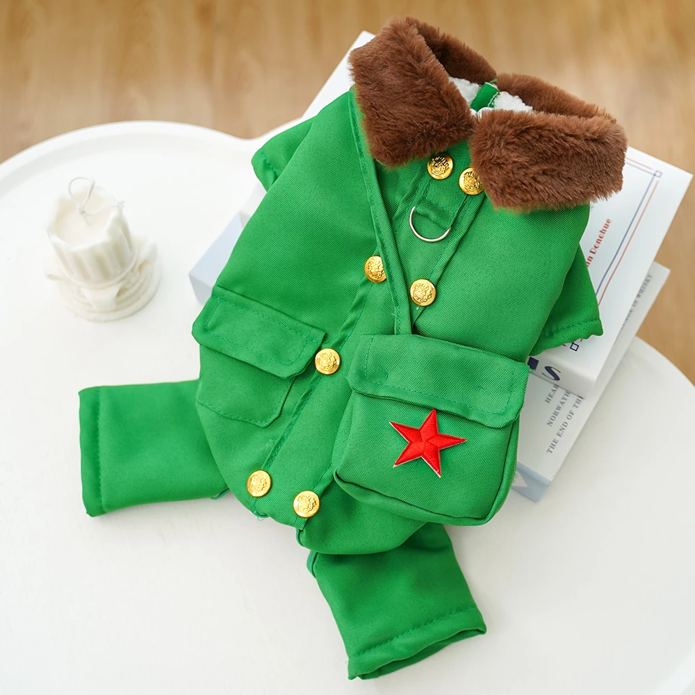 狗狗衣服宠物服装中型犬猫咪可牵引秋冬保暖东北防寒棉军大衣用品