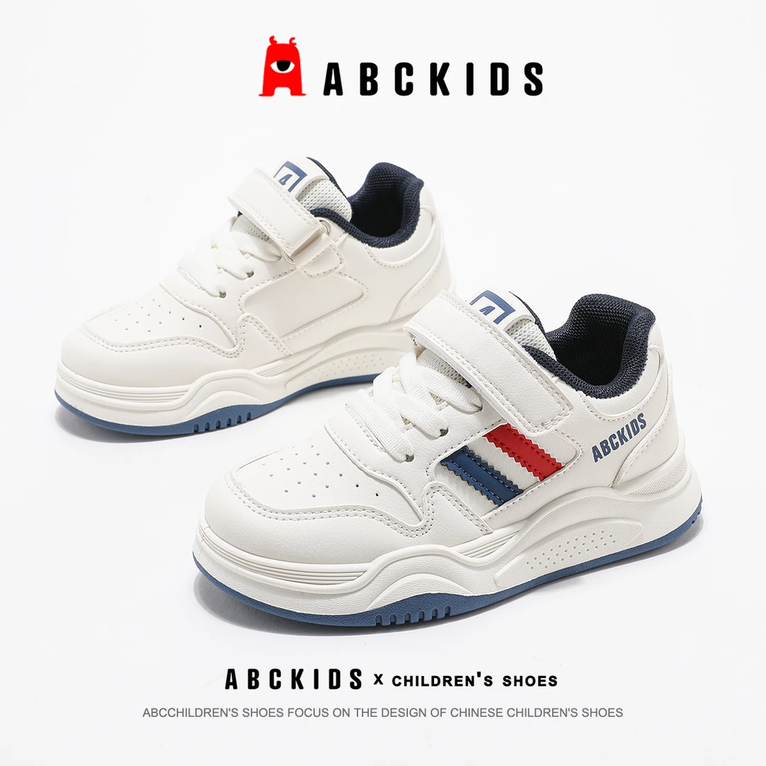 Abckids儿童板鞋2024秋季新款男童魔术贴软底休闲童鞋防滑运动鞋