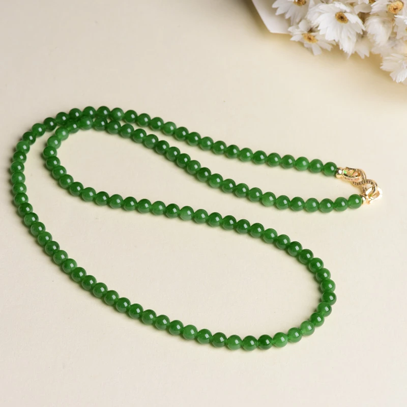【壹仟熹珠宝】和田碧玉卡6MM 108珠项链
