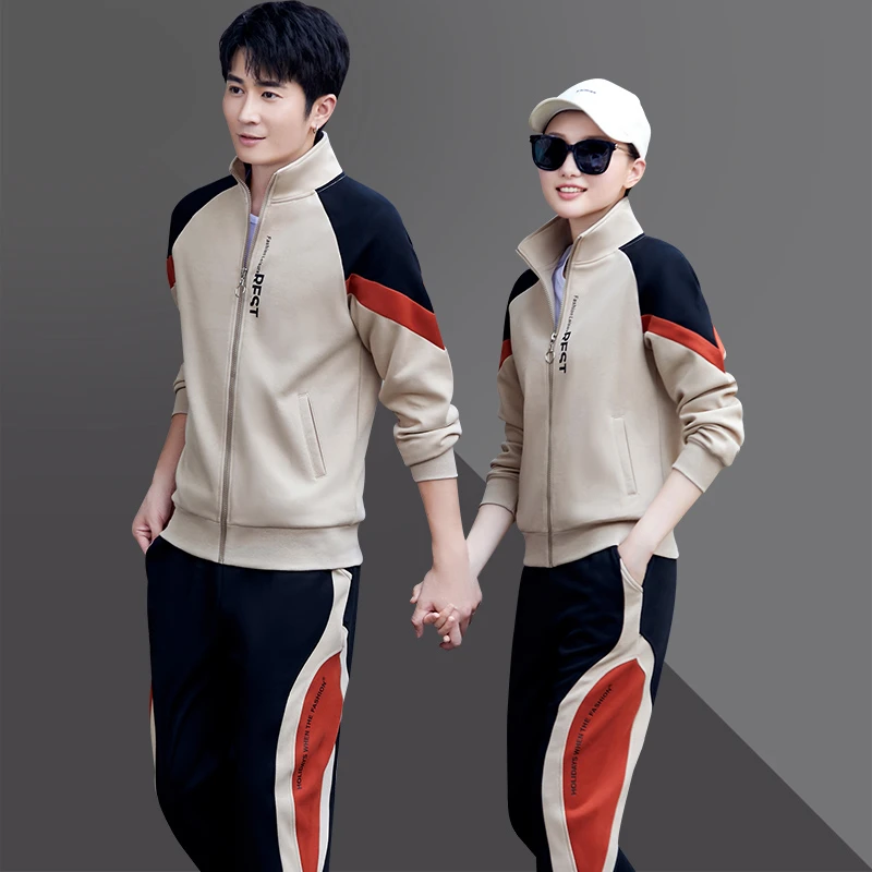 情侣运动套装男女春秋季2024新款时尚开衫长袖跑步休闲卫衣两件套