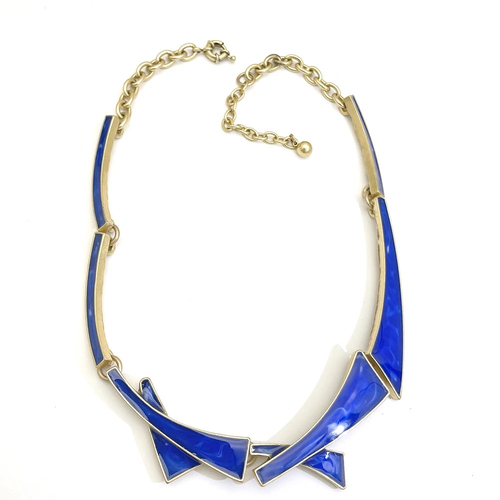 铜合金项链 韩皓楠/小众设计师/蓝色单层女士项链/Q0721