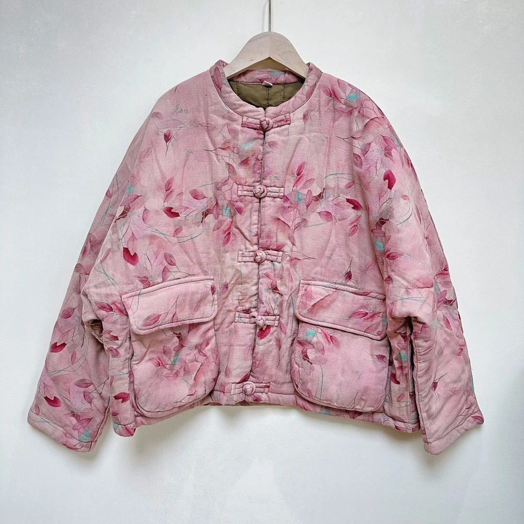 【繁花】冬季新款国风盘扣加棉加厚麻棉上衣