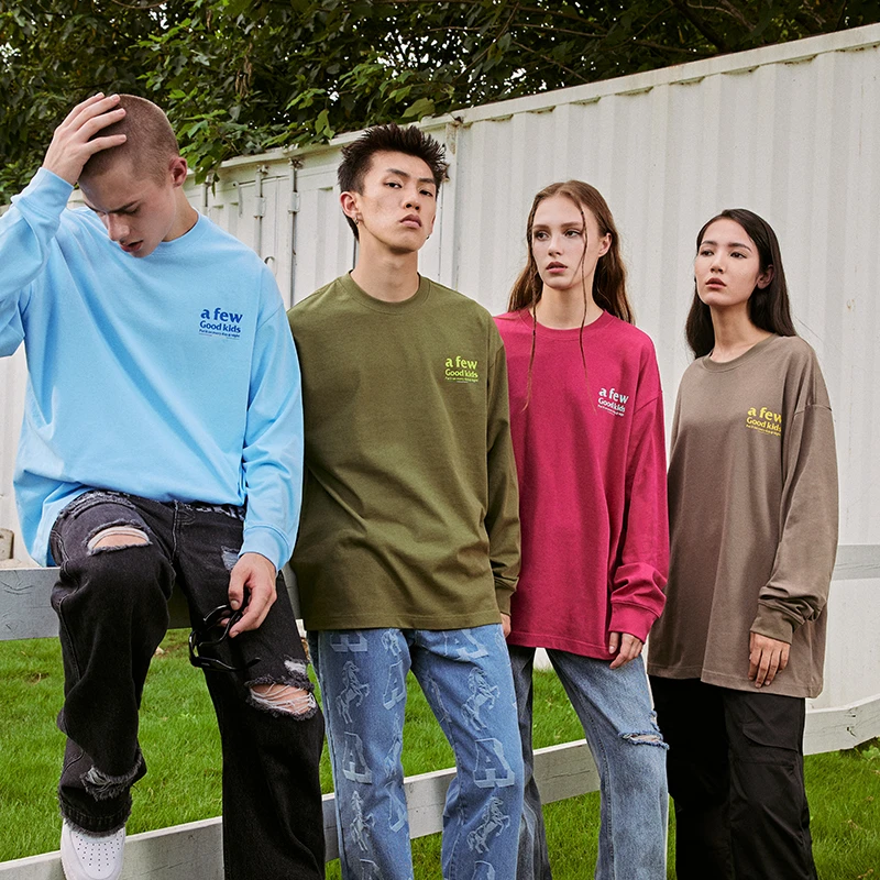 A.F.G.K基础款8色长袖T恤宽松嘻哈重磅打底衫男女百搭春秋新款
