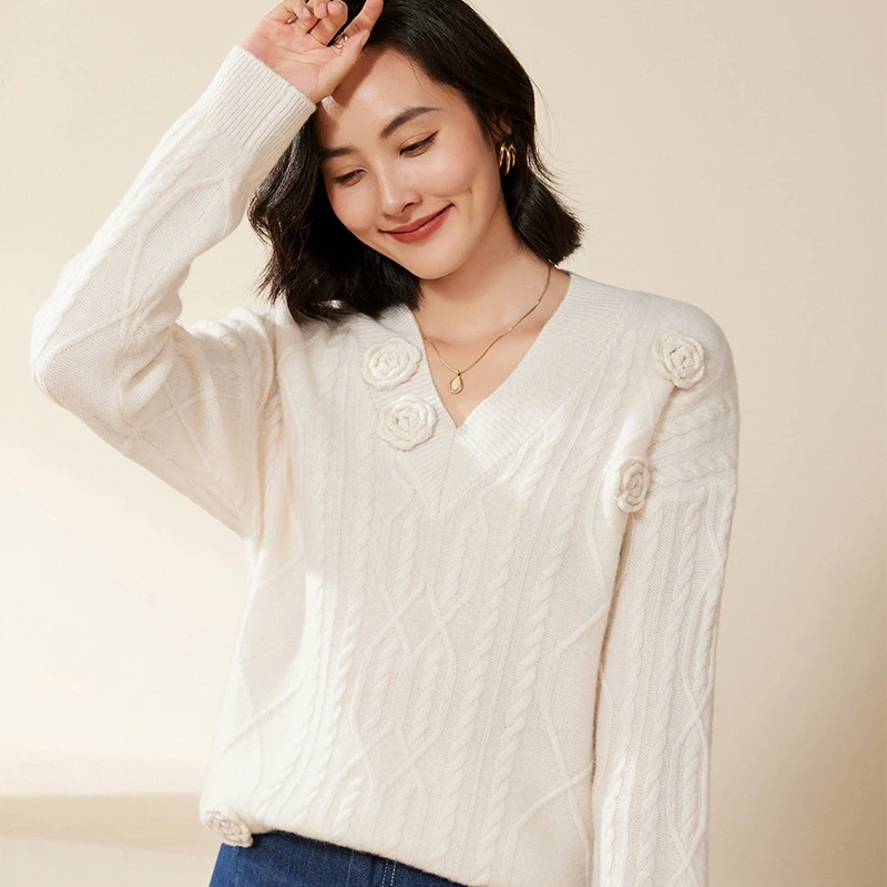 打底衫毛衣重工针织女士羊毛衫宽松秋冬显瘦长袖时尚休闲百搭纯色