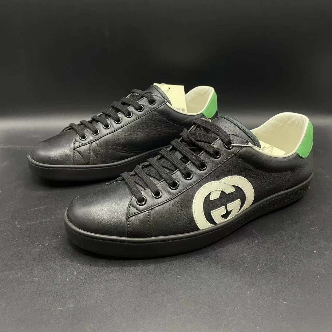 【GL好物】GUCCI古驰经典黑色双G休闲板鞋42欧舒适百搭cat308正品